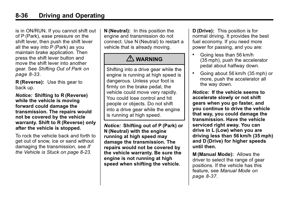 36 driving and operating | CHEVROLET 2010 Equinox User Manual | Page 250 / 410