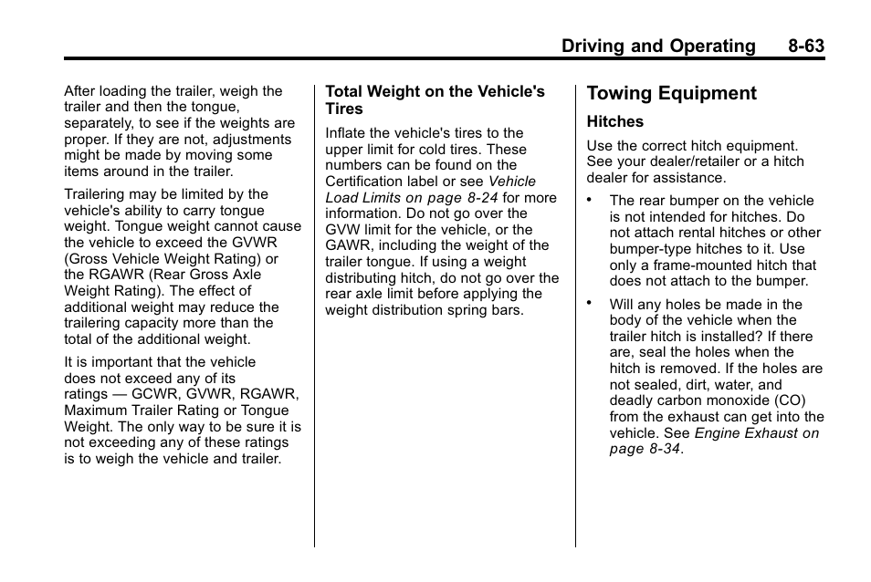 Towing equipment, Towing equipment -63, Abrupt | Driving and operating 8-63 | CHEVROLET 2010 Equinox User Manual | Page 277 / 410