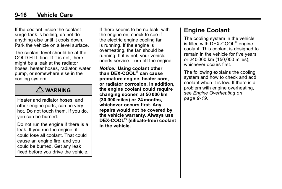 Engine coolant, Engine coolant -16, Headlamps | 16 vehicle care | CHEVROLET 2010 Equinox User Manual | Page 294 / 410