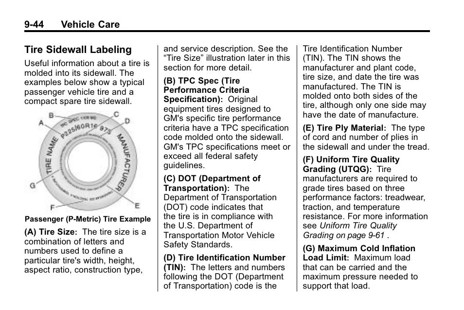 Tire sidewall labeling, Tire sidewall labeling -44 | CHEVROLET 2010 Equinox User Manual | Page 322 / 410
