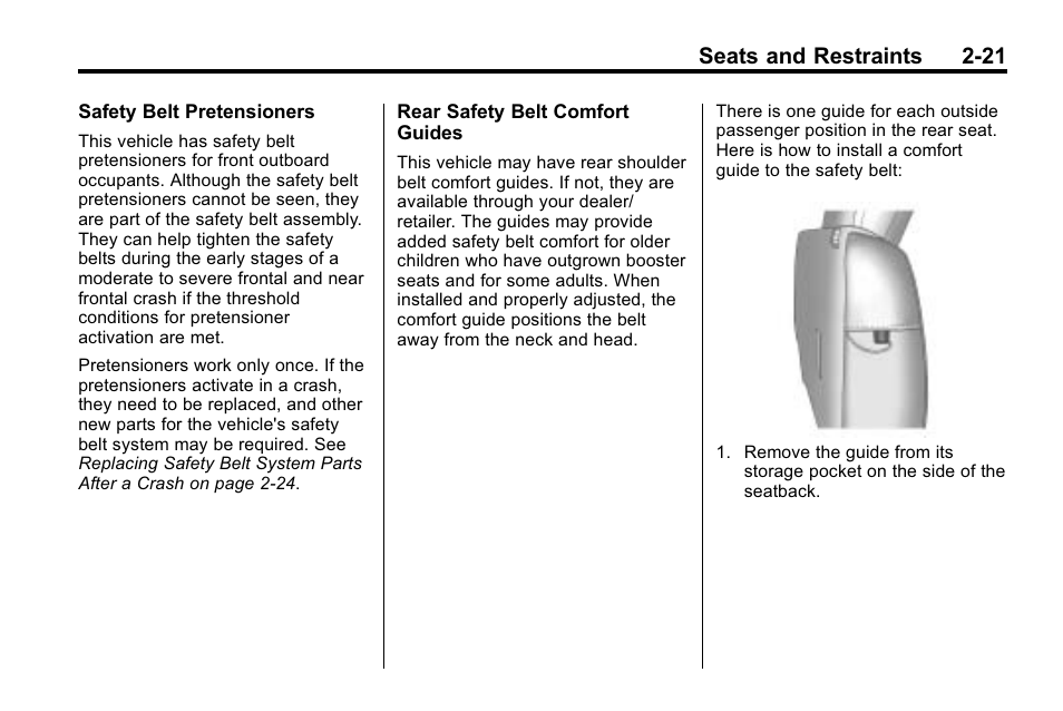 Seats and restraints 2-21 | CHEVROLET 2010 Equinox User Manual | Page 47 / 410