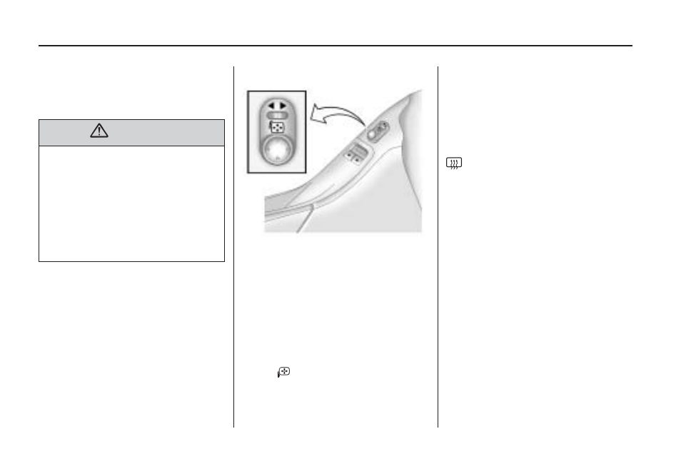Exterior mirrors, Convex mirrors, Power mirrors | Heated mirrors, Automatic dimming mirror | CHEVROLET 2010 Camaro User Manual | Page 18 / 372