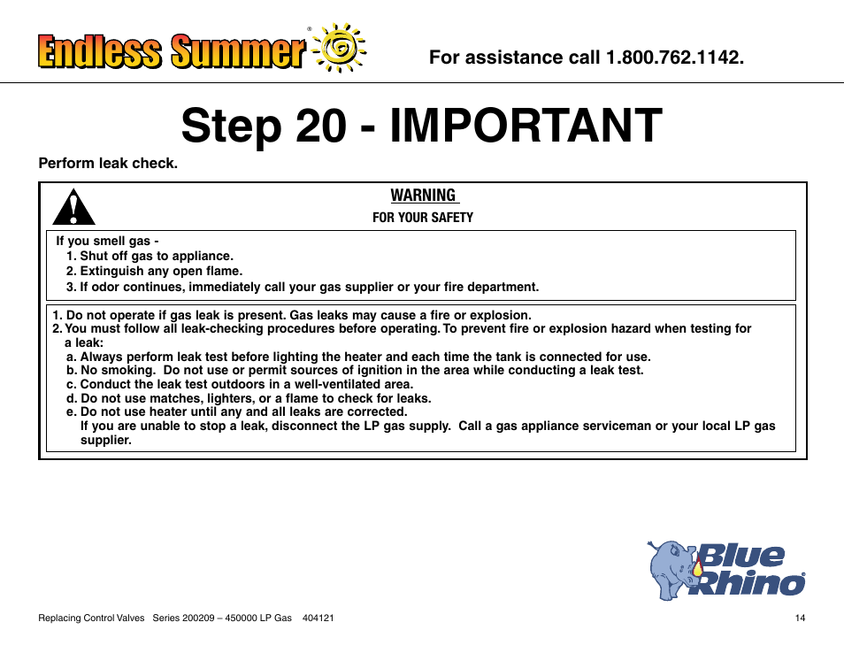 Step 20 - important, Warning | Blue Rhino 200209-450000 User Manual | Page 15 / 17