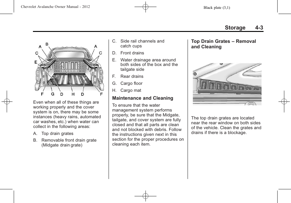Storage 4-3 | CHEVROLET 2010 Avalanche User Manual | Page 119 / 508