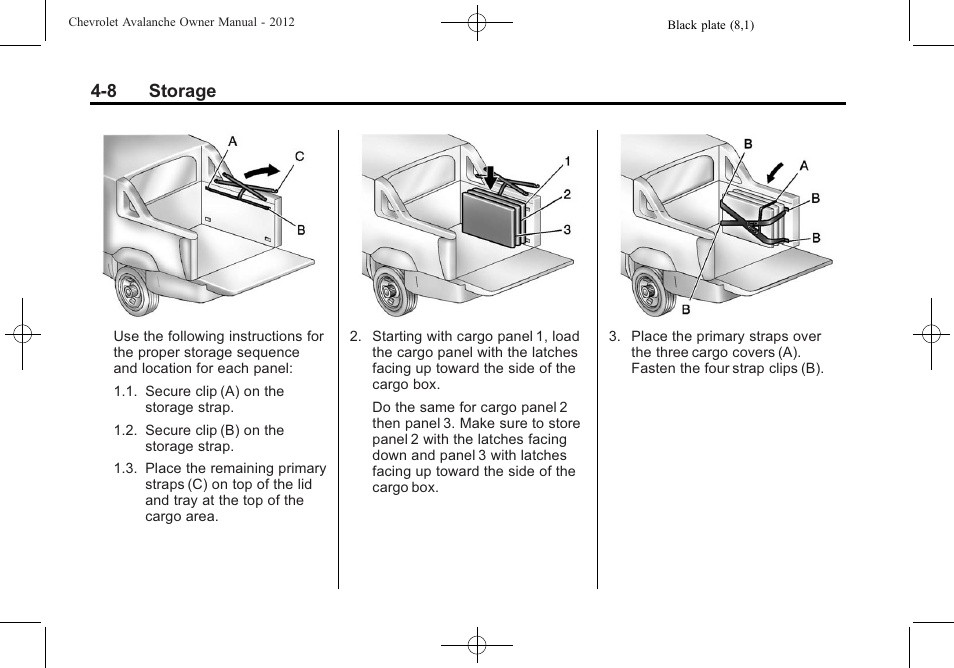 8 storage | CHEVROLET 2010 Avalanche User Manual | Page 124 / 508