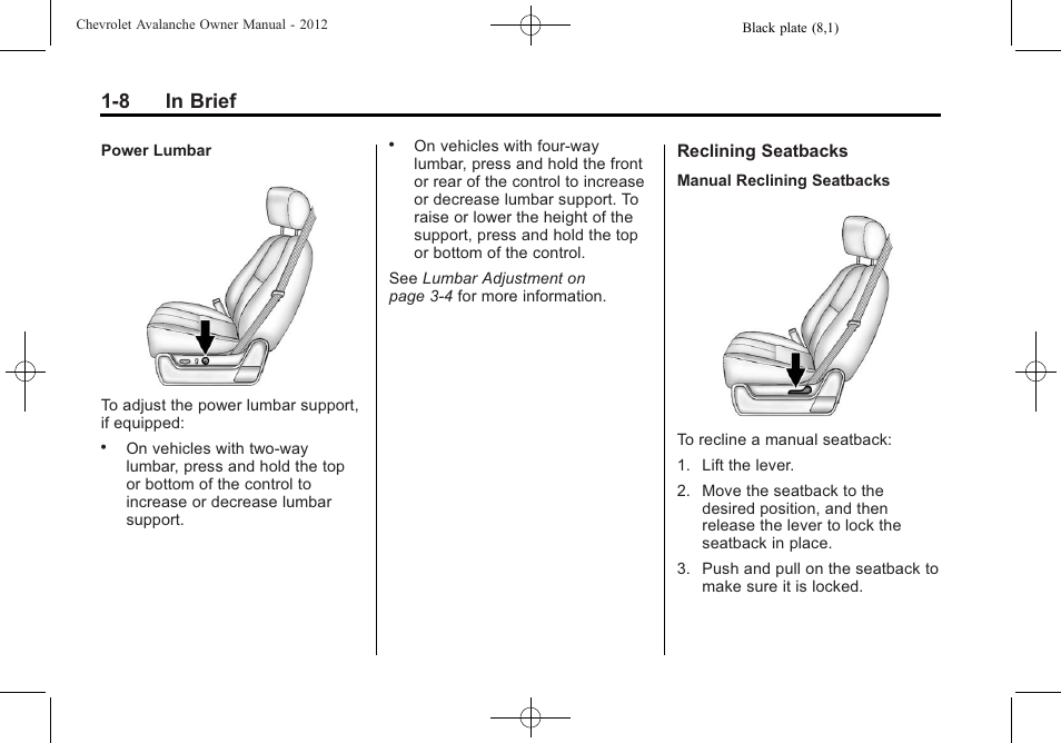 8 in brief | CHEVROLET 2010 Avalanche User Manual | Page 14 / 508