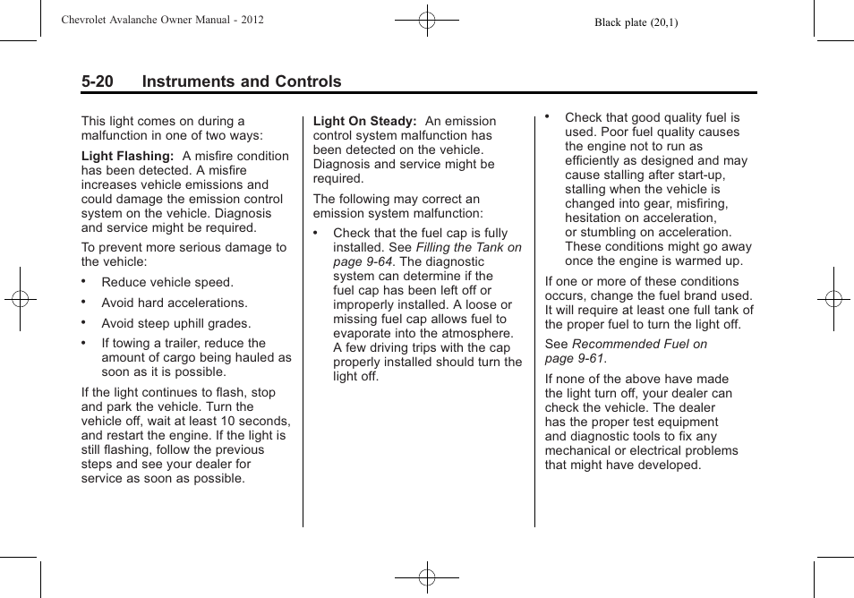 20 instruments and controls | CHEVROLET 2010 Avalanche User Manual | Page 150 / 508