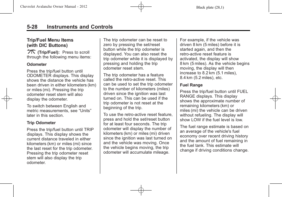 28 instruments and controls | CHEVROLET 2010 Avalanche User Manual | Page 158 / 508