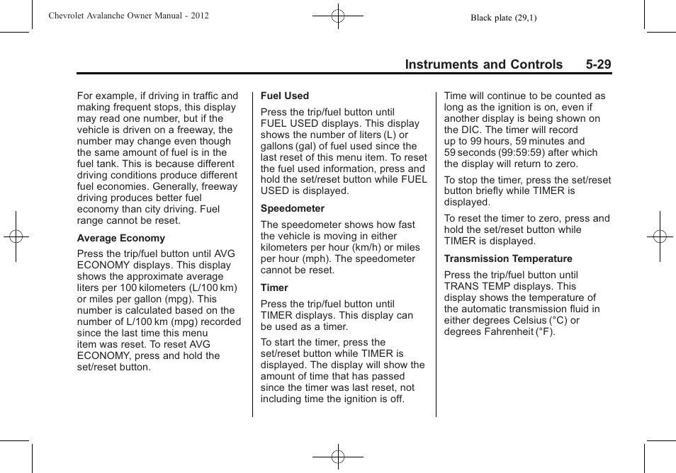 Instruments and controls 5-29 | CHEVROLET 2010 Avalanche User Manual | Page 159 / 508