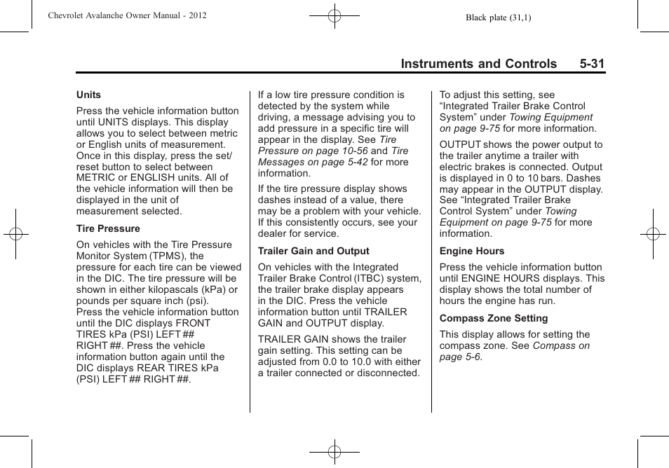 Instruments and controls 5-31 | CHEVROLET 2010 Avalanche User Manual | Page 161 / 508