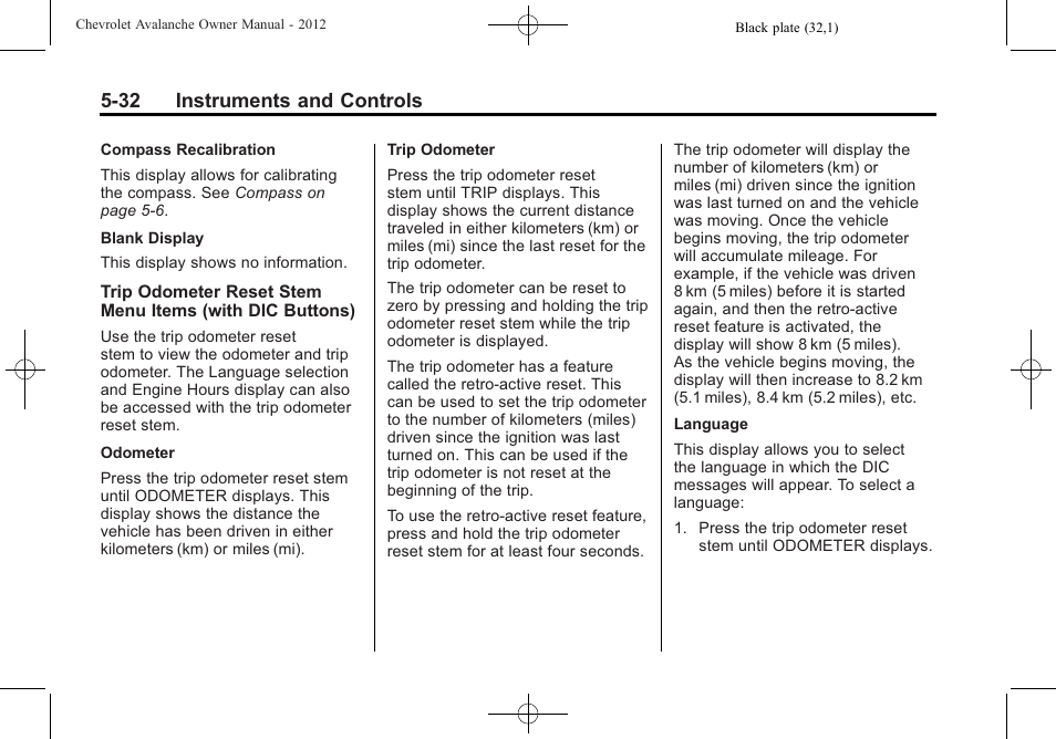 32 instruments and controls | CHEVROLET 2010 Avalanche User Manual | Page 162 / 508