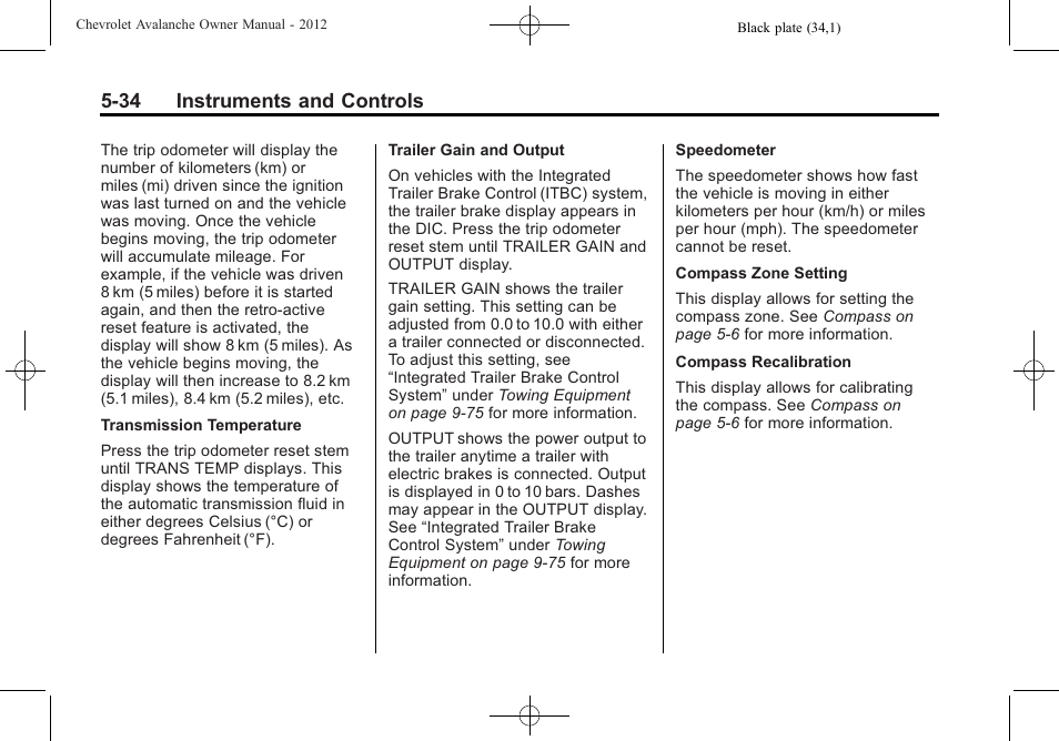 34 instruments and controls | CHEVROLET 2010 Avalanche User Manual | Page 164 / 508