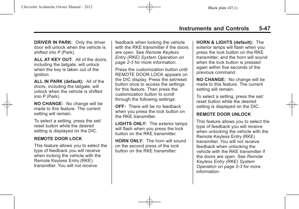 Instruments and controls 5-47 | CHEVROLET 2010 Avalanche User Manual | Page 177 / 508