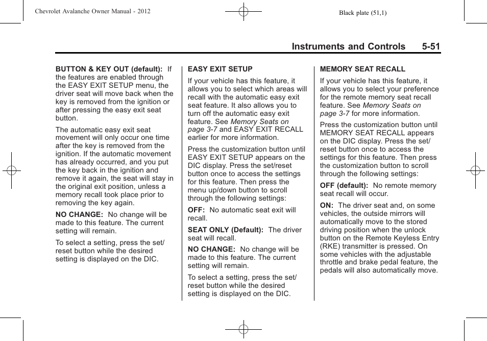 Instruments and controls 5-51 | CHEVROLET 2010 Avalanche User Manual | Page 181 / 508