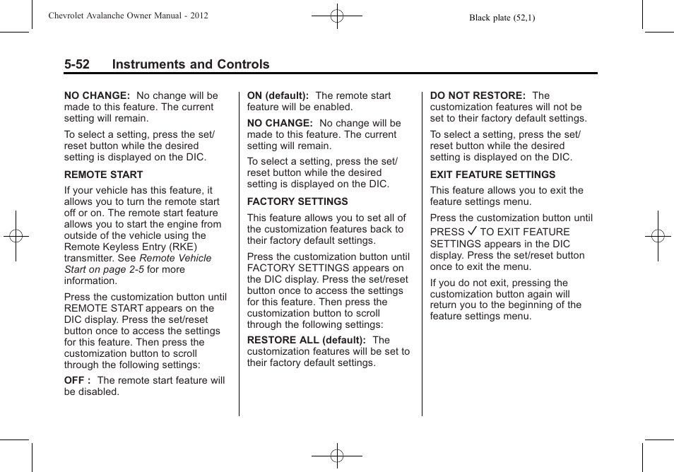 52 instruments and controls | CHEVROLET 2010 Avalanche User Manual | Page 182 / 508