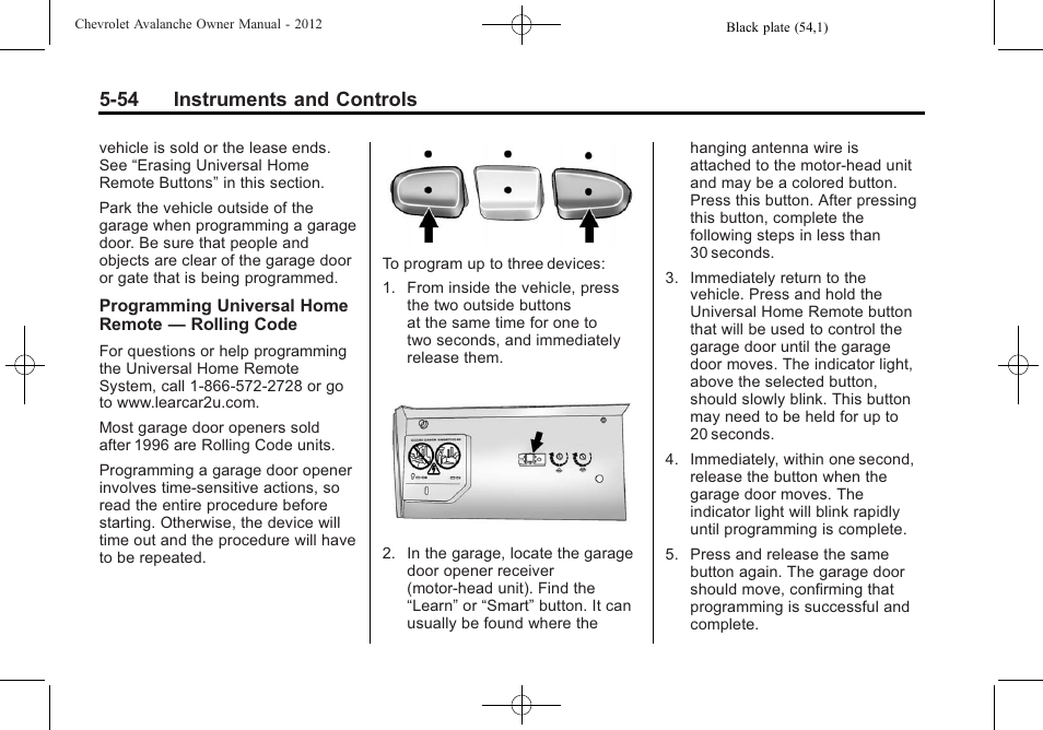 54 instruments and controls | CHEVROLET 2010 Avalanche User Manual | Page 184 / 508