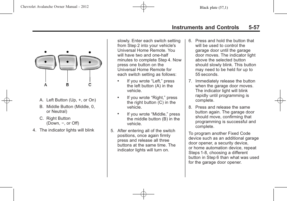 Instruments and controls 5-57 | CHEVROLET 2010 Avalanche User Manual | Page 187 / 508