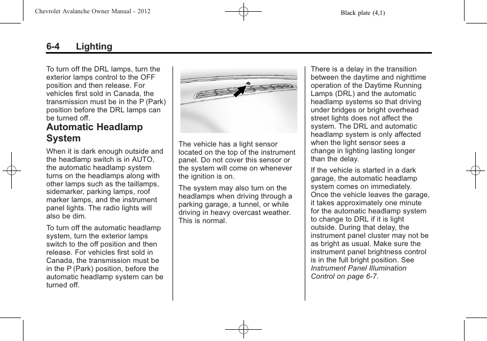 Automatic headlamp system, Automatic headlamp, System -4 | CHEVROLET 2010 Avalanche User Manual | Page 192 / 508
