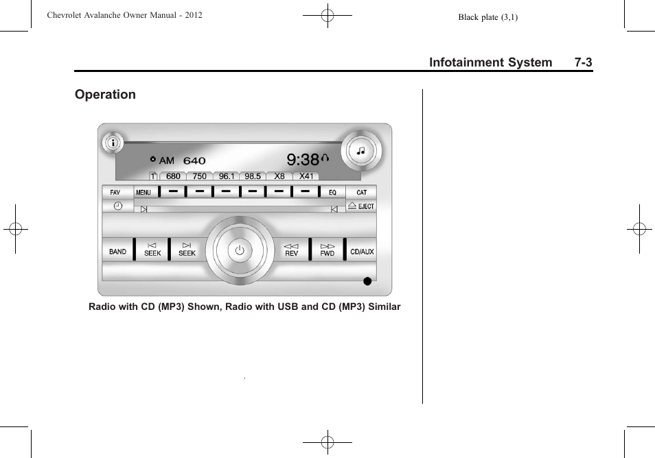 Operation, Operation -3, System | CHEVROLET 2010 Avalanche User Manual | Page 199 / 508