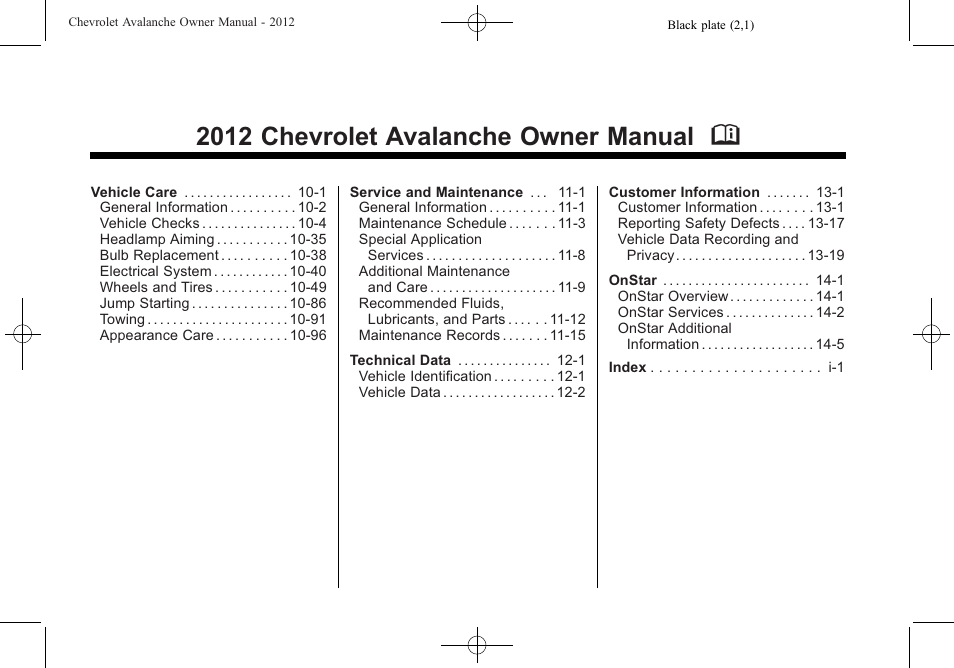 2012 chevrolet avalanche owner manual m | CHEVROLET 2010 Avalanche User Manual | Page 2 / 508