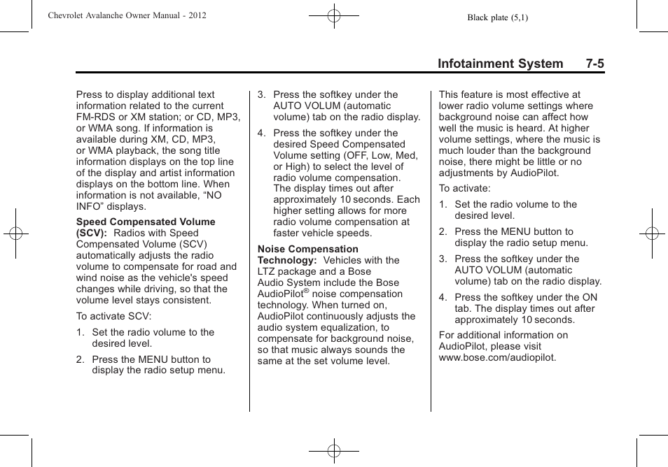 Infotainment system 7-5 | CHEVROLET 2010 Avalanche User Manual | Page 201 / 508