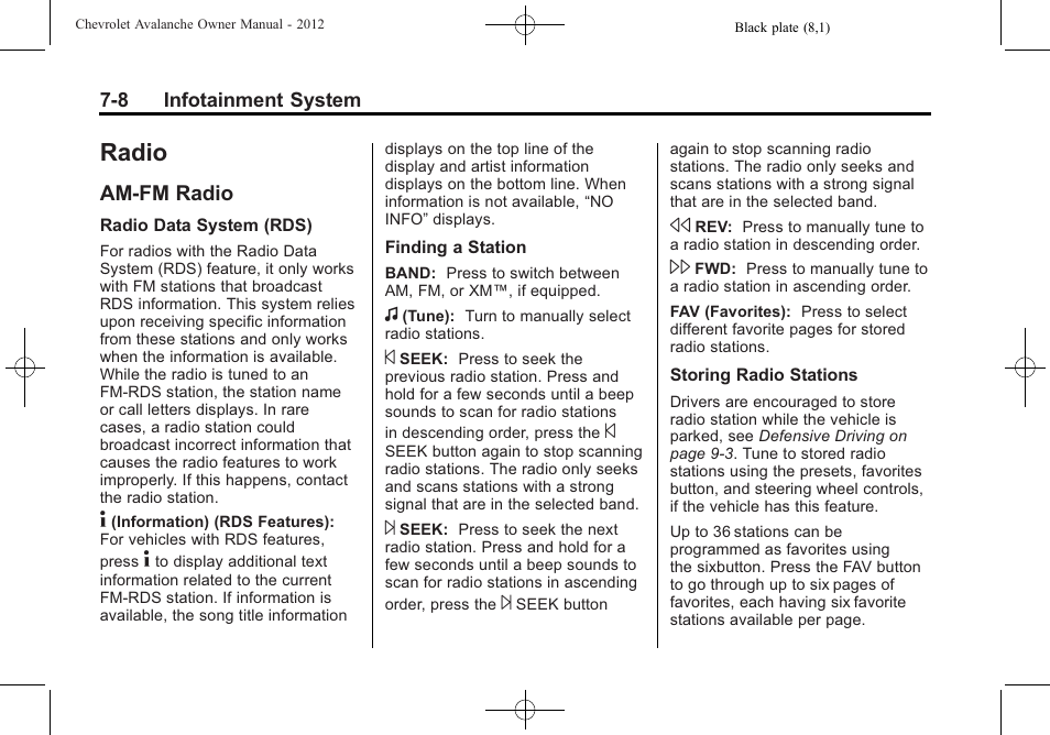 Radio, Am-fm radio, Am-fm radio -8 | CHEVROLET 2010 Avalanche User Manual | Page 204 / 508