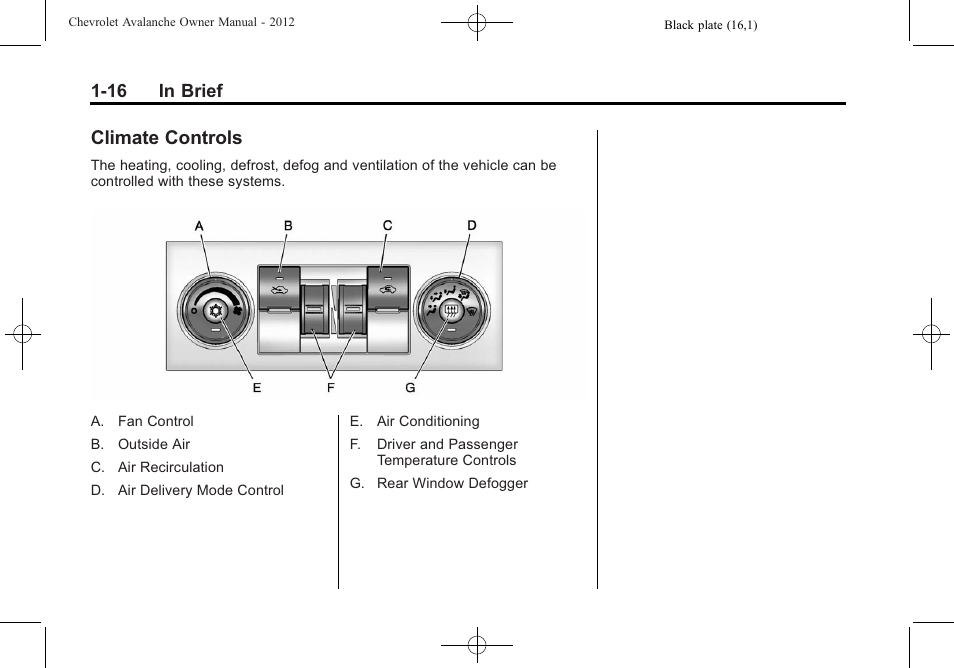 Climate controls, Climate controls -16 | CHEVROLET 2010 Avalanche User Manual | Page 22 / 508