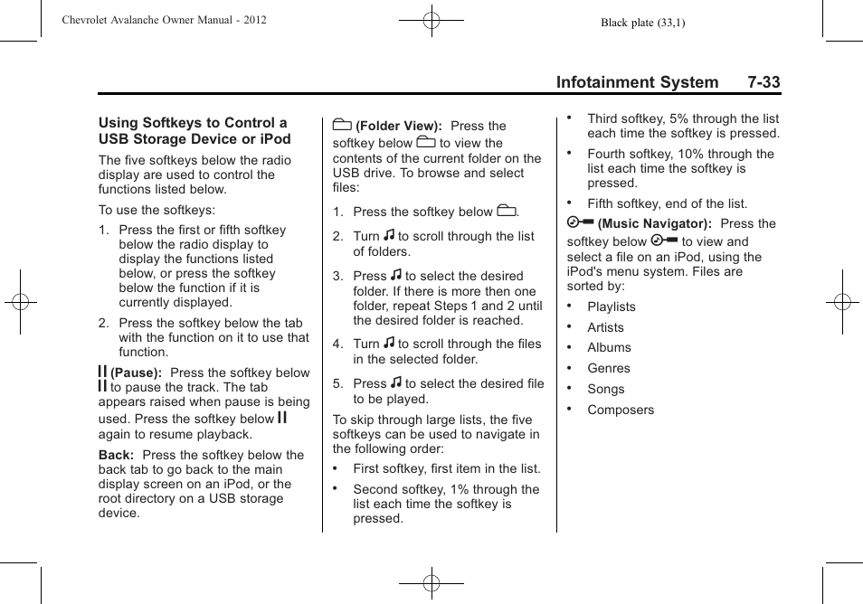 Infotainment system 7-33 | CHEVROLET 2010 Avalanche User Manual | Page 229 / 508