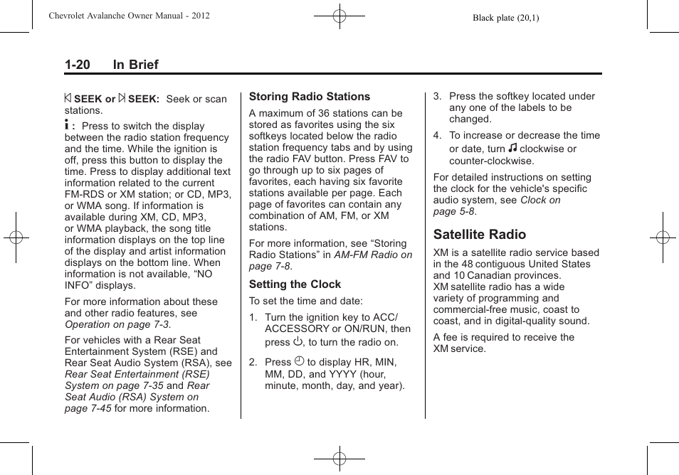 Satellite radio, Satellite radio -20 | CHEVROLET 2010 Avalanche User Manual | Page 26 / 508
