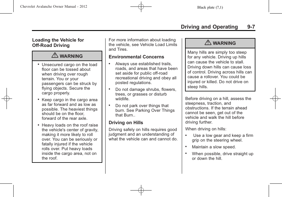 Driving and operating 9-7 | CHEVROLET 2010 Avalanche User Manual | Page 267 / 508