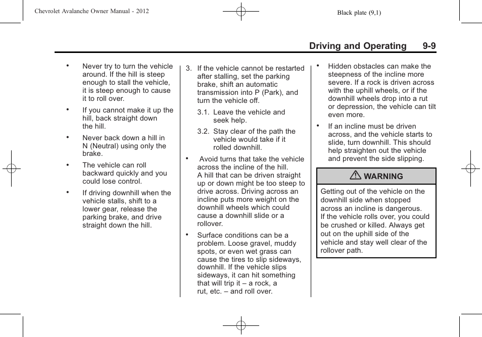 Driving and operating 9-9 | CHEVROLET 2010 Avalanche User Manual | Page 269 / 508