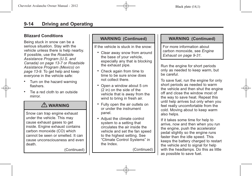 14 driving and operating | CHEVROLET 2010 Avalanche User Manual | Page 274 / 508