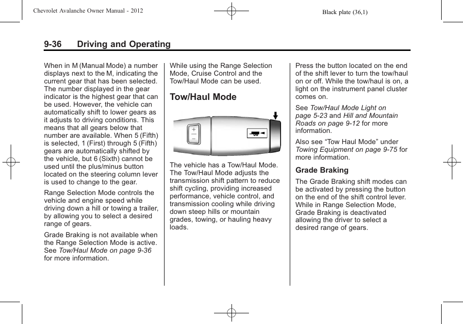 Tow/haul mode, Tow/haul mode -36 | CHEVROLET 2010 Avalanche User Manual | Page 296 / 508