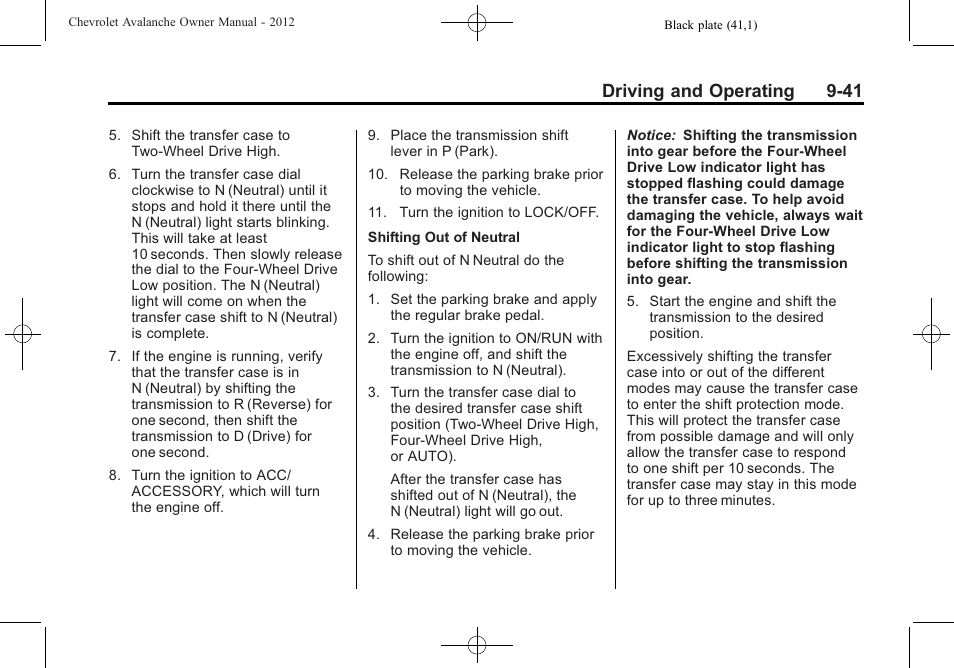 Driving and operating 9-41 | CHEVROLET 2010 Avalanche User Manual | Page 301 / 508