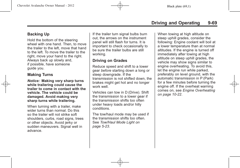 Driving and operating 9-69 | CHEVROLET 2010 Avalanche User Manual | Page 329 / 508
