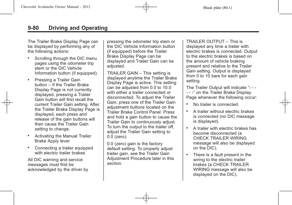 80 driving and operating | CHEVROLET 2010 Avalanche User Manual | Page 340 / 508