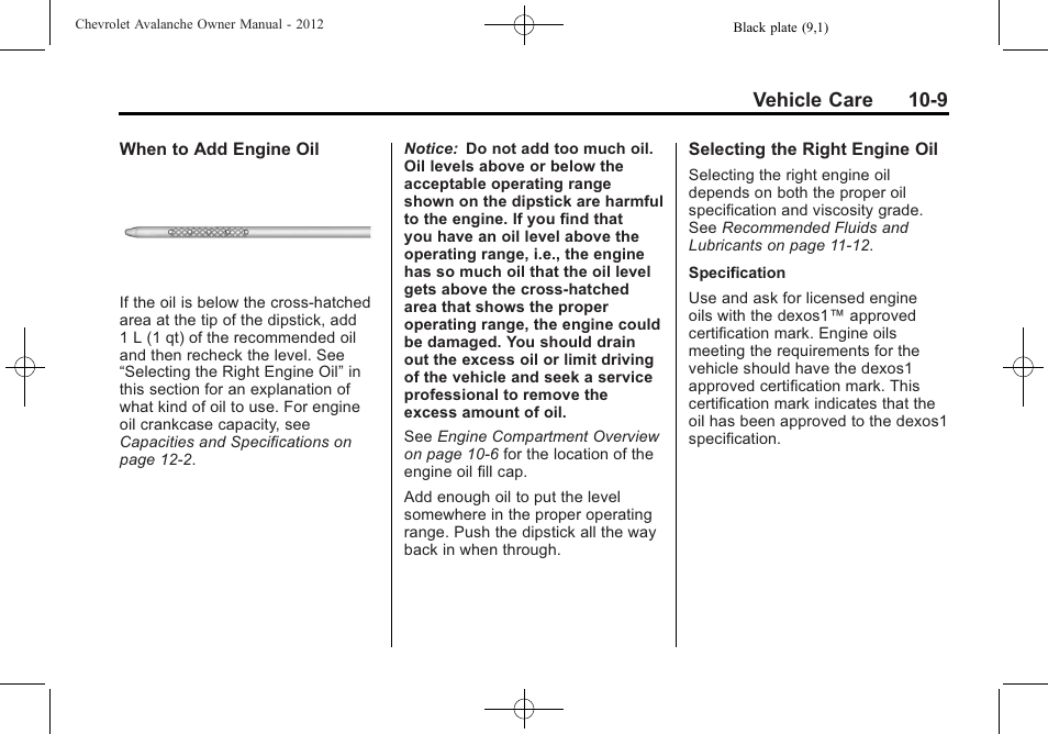 Vehicle care 10-9 | CHEVROLET 2010 Avalanche User Manual | Page 353 / 508