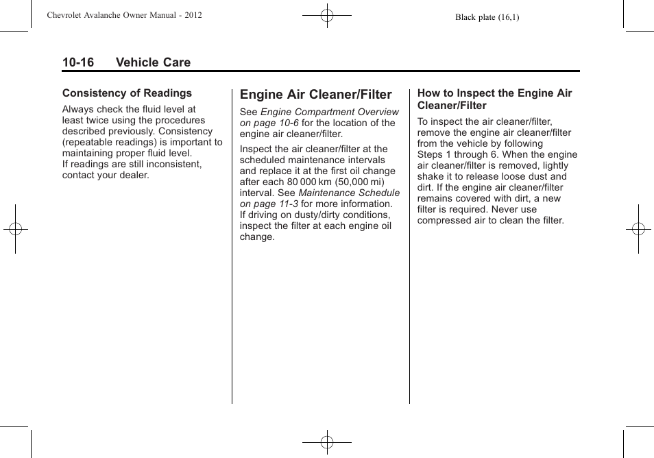 Engine air cleaner/filter, Engine air cleaner/filter -16, Engine air cleaner/filter on | CHEVROLET 2010 Avalanche User Manual | Page 360 / 508