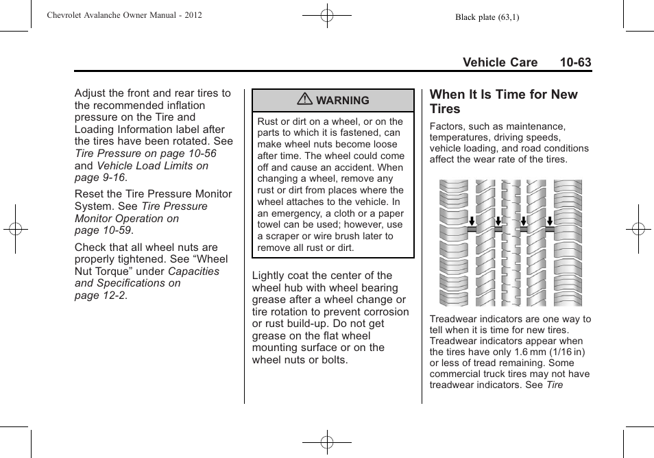 When it is time for new tires, When it is time for new, Tires -63 | CHEVROLET 2010 Avalanche User Manual | Page 407 / 508