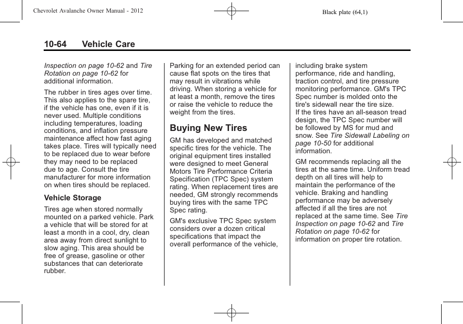 Buying new tires, Buying new tires -64 | CHEVROLET 2010 Avalanche User Manual | Page 408 / 508