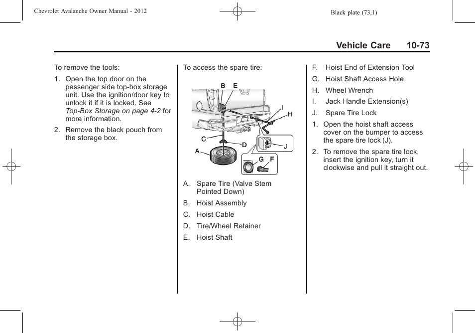 Vehicle care 10-73 | CHEVROLET 2010 Avalanche User Manual | Page 417 / 508