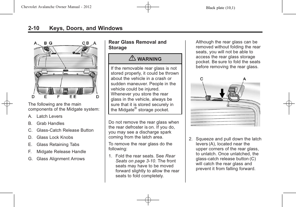 10 keys, doors, and windows | CHEVROLET 2010 Avalanche User Manual | Page 44 / 508