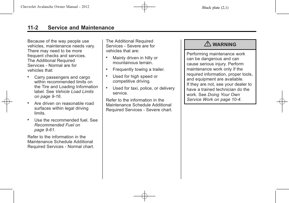 2 service and maintenance | CHEVROLET 2010 Avalanche User Manual | Page 448 / 508