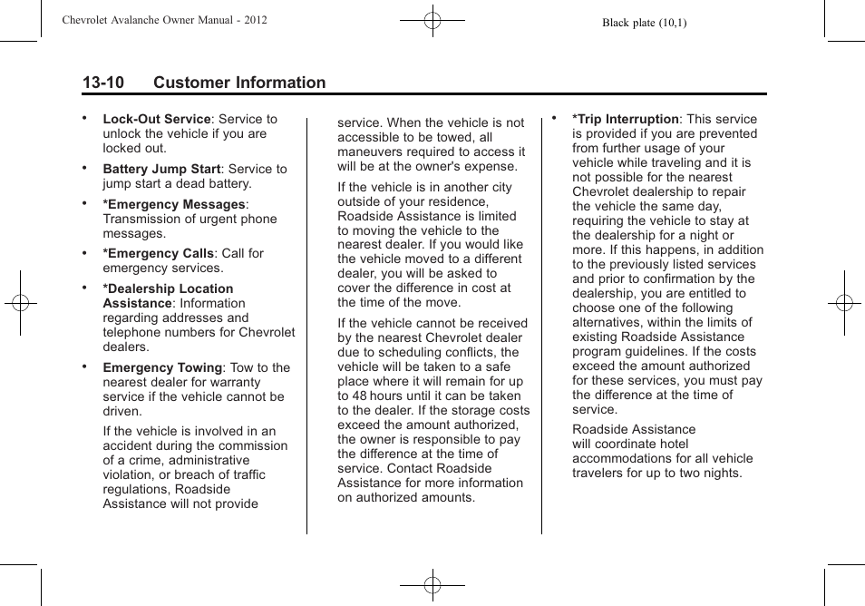 10 customer information | CHEVROLET 2010 Avalanche User Manual | Page 478 / 508