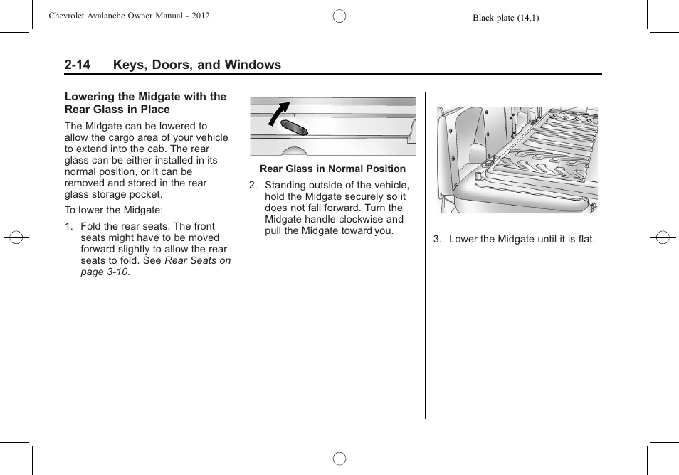 14 keys, doors, and windows | CHEVROLET 2010 Avalanche User Manual | Page 48 / 508