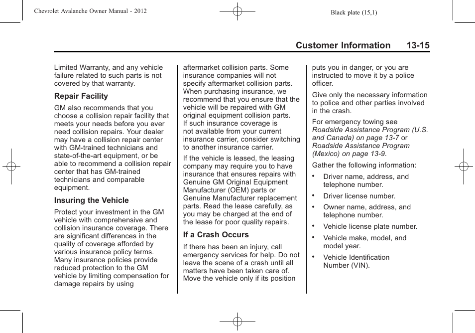 Customer information 13-15 | CHEVROLET 2010 Avalanche User Manual | Page 483 / 508