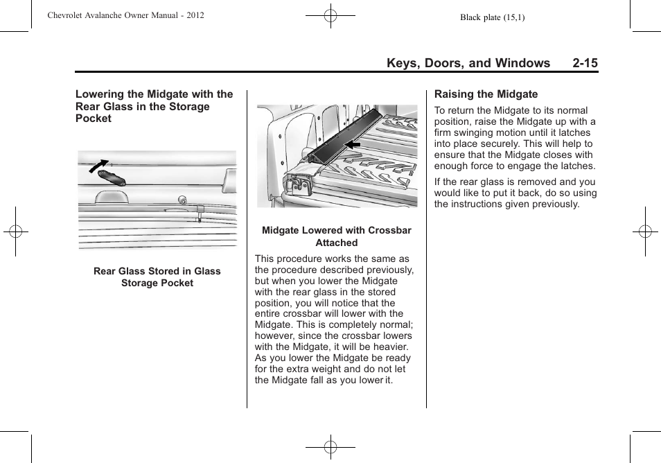 Keys, doors, and windows 2-15 | CHEVROLET 2010 Avalanche User Manual | Page 49 / 508