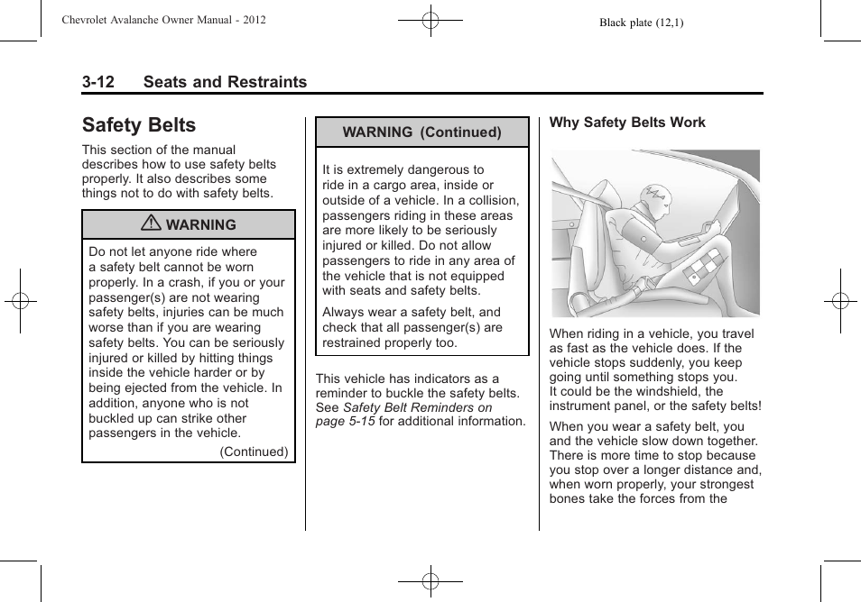 Safety belts, Safety belts -12, Adding | CHEVROLET 2010 Avalanche User Manual | Page 72 / 508