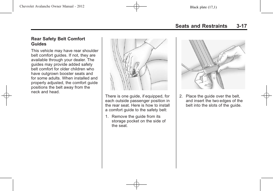 Seats and restraints 3-17 | CHEVROLET 2010 Avalanche User Manual | Page 77 / 508