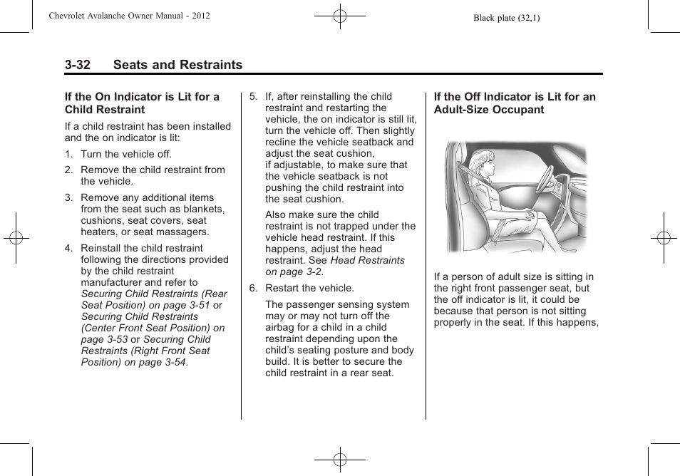 32 seats and restraints | CHEVROLET 2010 Avalanche User Manual | Page 92 / 508